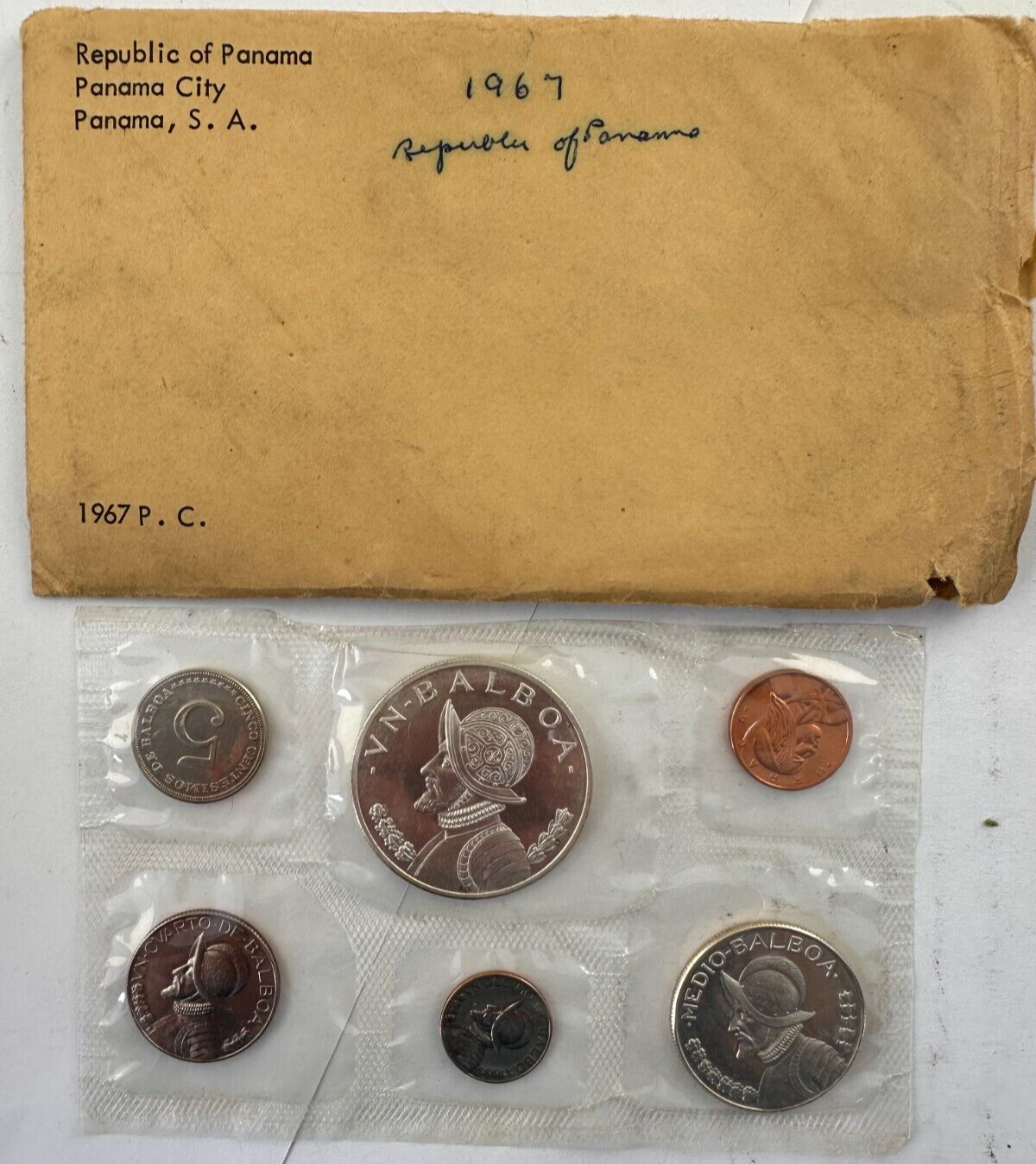 1967 Republic Of Panama Proof Set With 2 Silver Coins