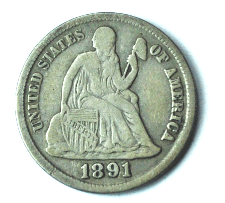 1891 S 10c Seated Silver Dime Ten Cents San Francisco