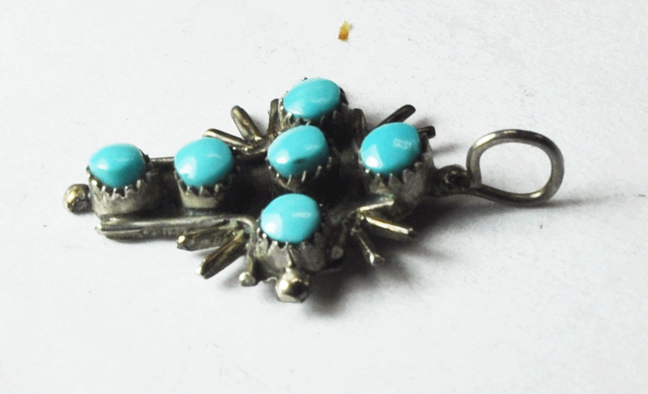 Sterling Silver VB Turquoise Dot Cross Pendant 29mm x 17mm Pendant