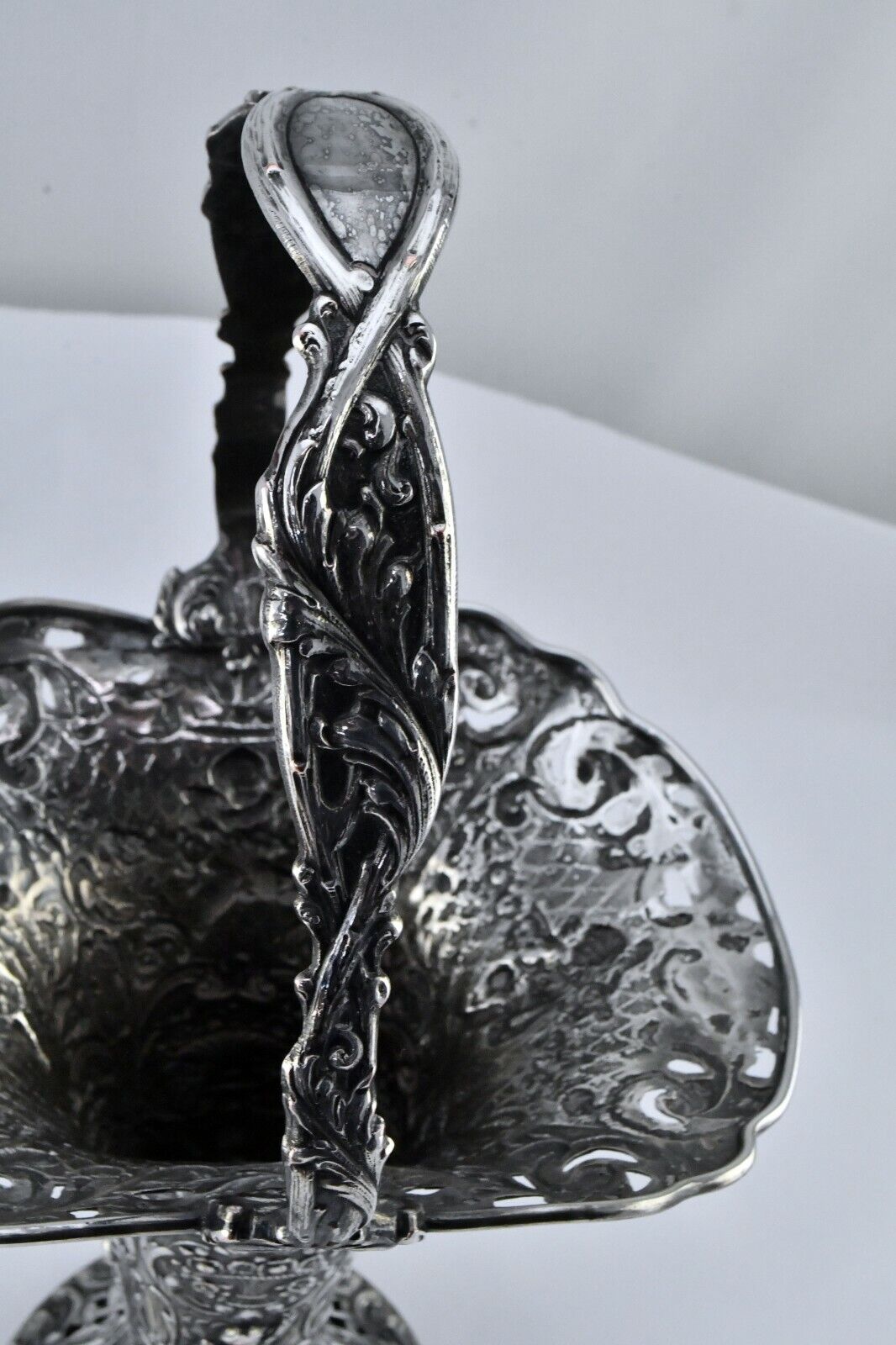 E.G Webster & Son Baroque Flute Style Cherub Ornate Repousse Vase 13 1/2"