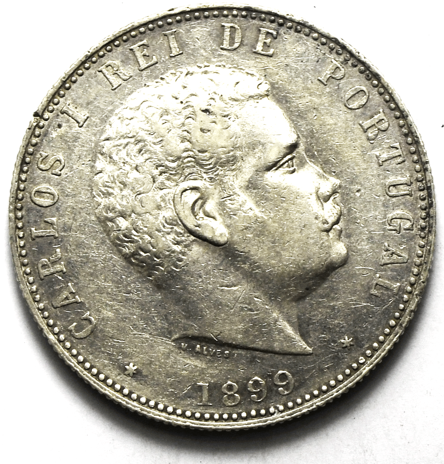 1899 Portugal 1000 Reis Silver Coin KM# 540