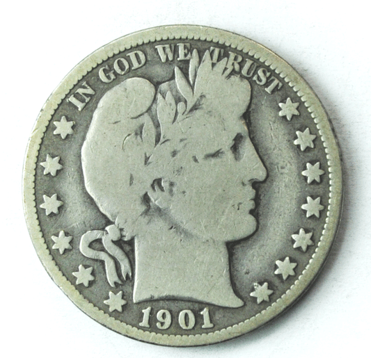 1901 O 50c Barber Silver Half Dollar Fifty Cents US New Orleans