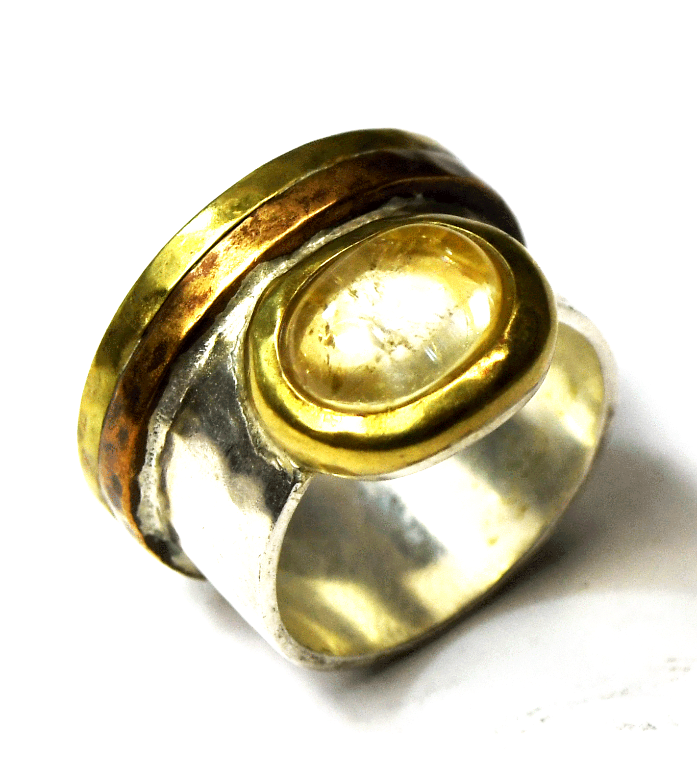 Sterling Silpada Metallic Mix R3364 Citrine Ring Copper 3-Tone 16mm Size 7