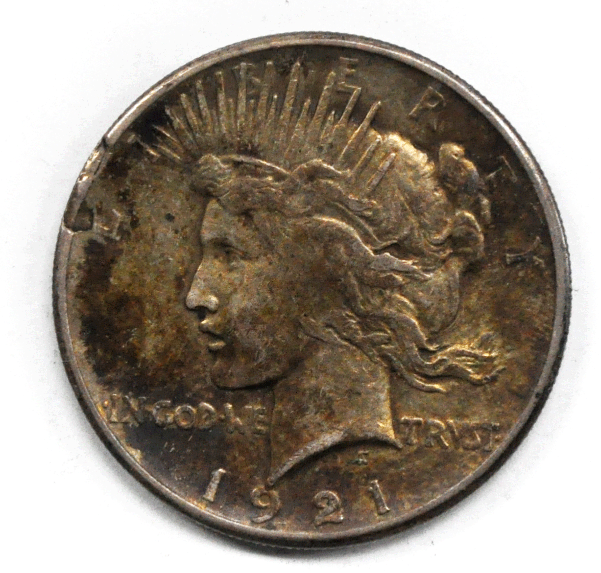 1921 $1 Peace Silver One Dollar US Philadelphia Rare Lamination Rim