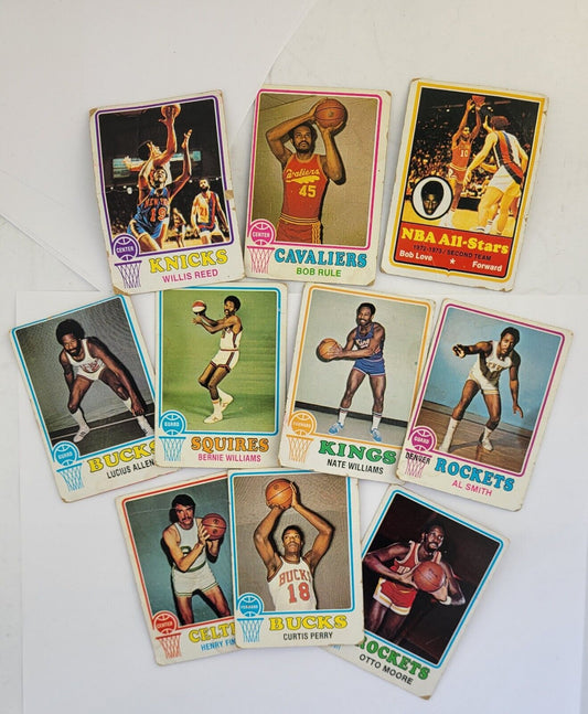 1970s Topps Basketball Lot of 10 Cards Williams, Rule, Smith, Moore, Reed, Love