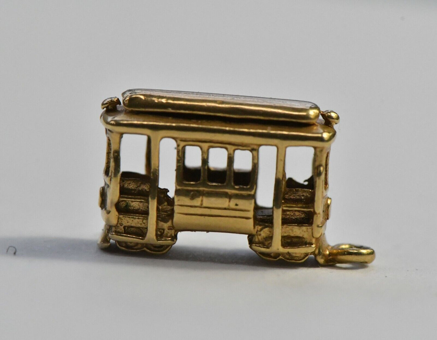 Vintage 14k Gold Pendant Charm Trolley Car 2.8 grams