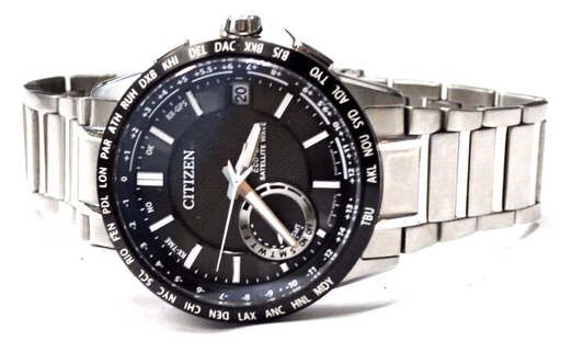 Men's Citizen Eco Drive Satellite Wave Wristwatch 44mm Stainless Day Date GPS