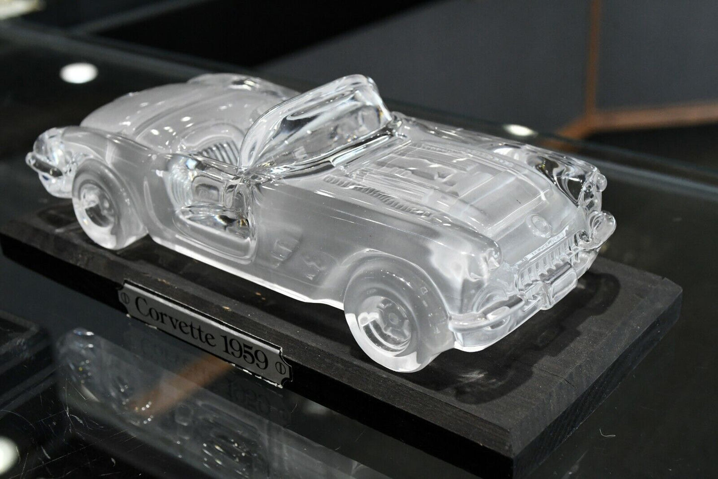 Hofbauer Crystal Solid 1959 Corvette with Stand Paperweight Western Germany