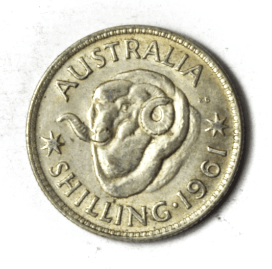 1961 m Australia Shilling Silver Coin KM# 59