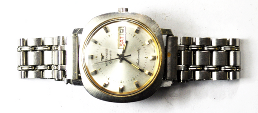 Vintage Wittnauer Automatic Day Date D11KAS-1 Wristwatch 36mm Stainless