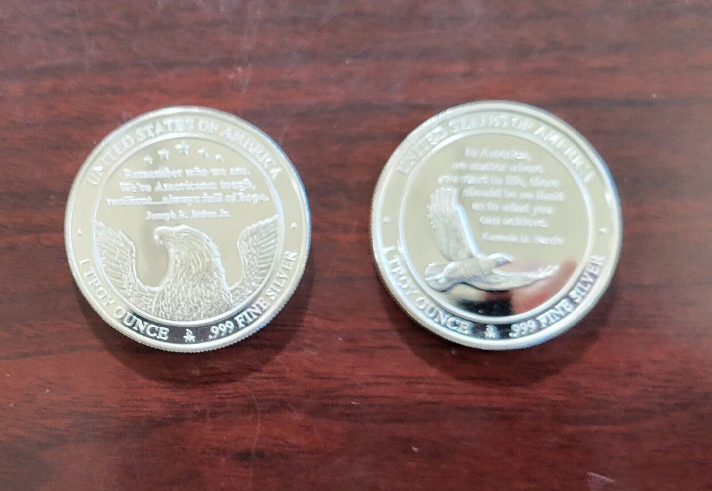 (2) .999 Fine Silver Joe Biden  & Kamala Harris 2021 Round Danbury Mint 1oz Each