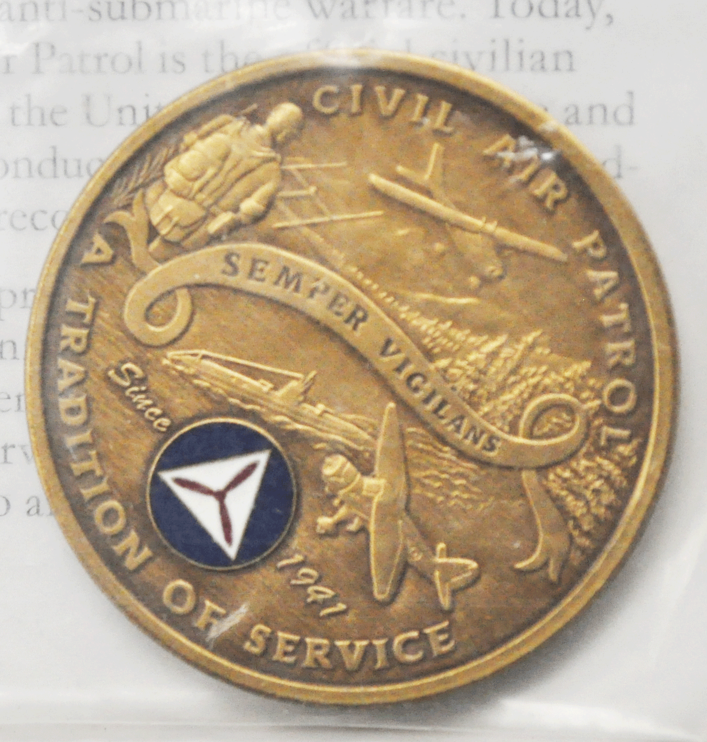 Civil Air Patrol Northwest Territorial Mint 39mm Brass Medal In Package