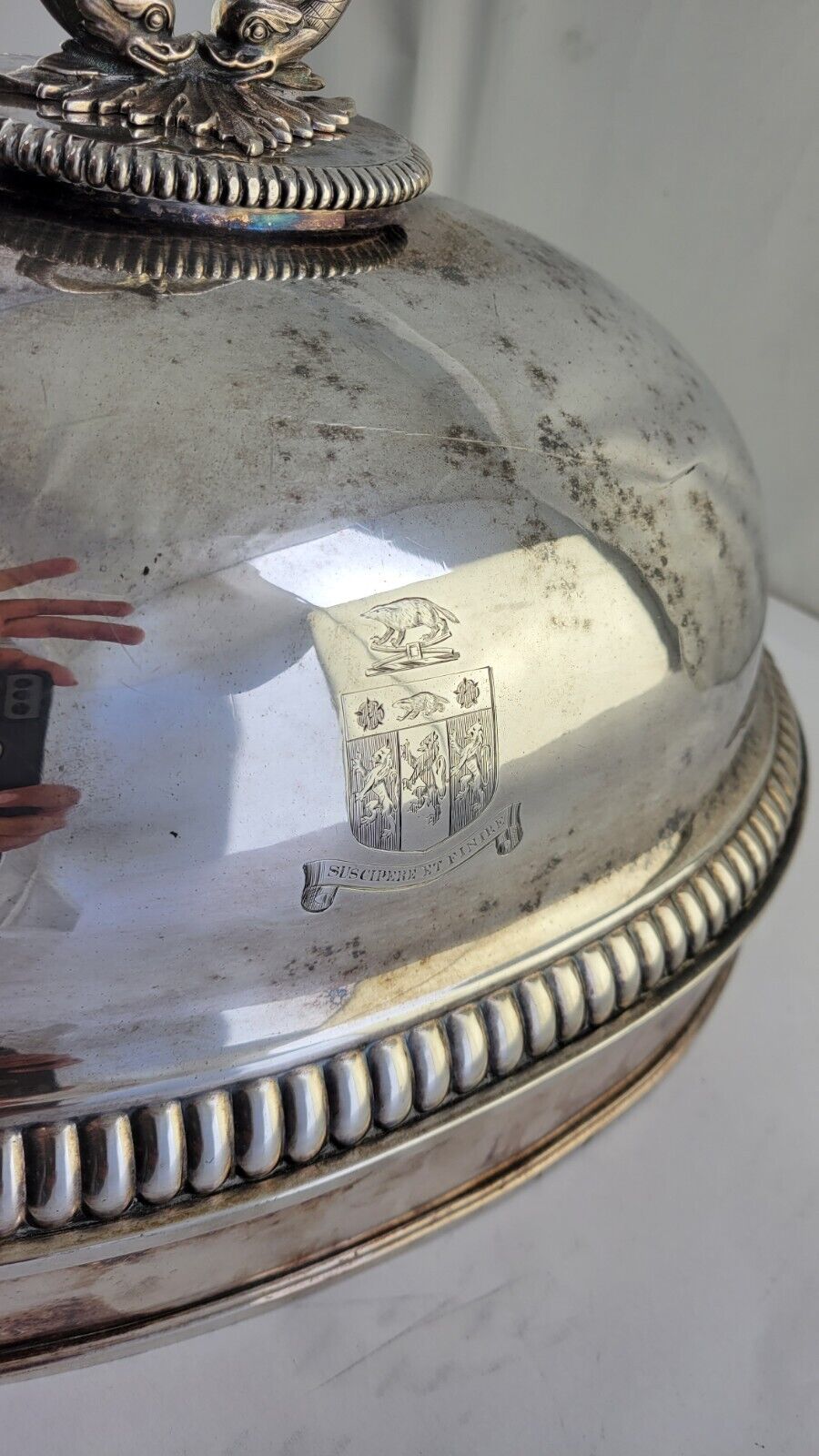 Antique Huge 18” Victorian Game Cover Food Meat Dome Silver Plated Centerpiece