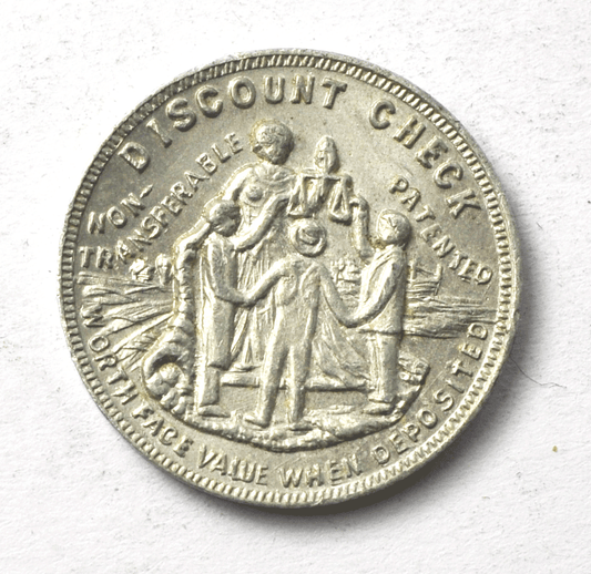 Farmers National Bank 1c Topeka KS Savings West Discount Check Token 19mm