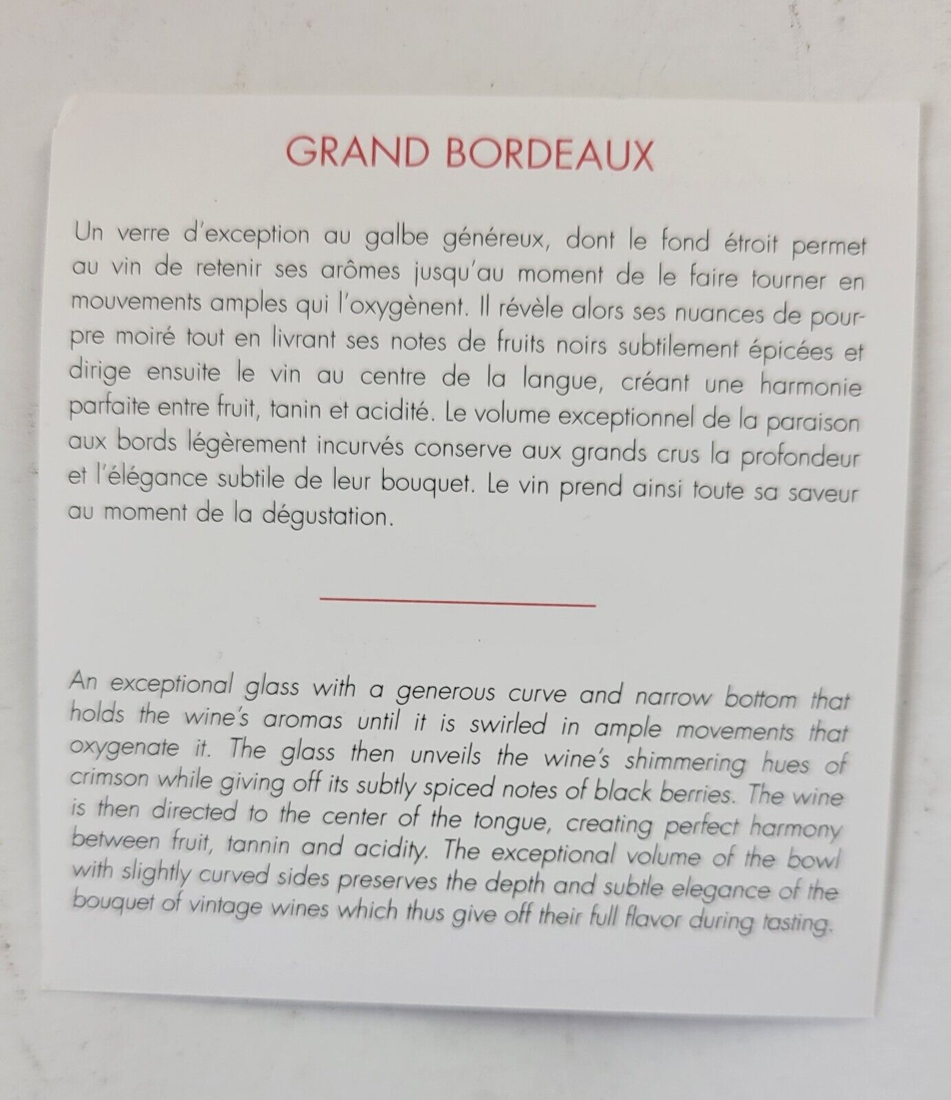 Baccarat Crystal 9 5/8" tall Grand Bordeaux Wine Glasses Set of 2 signed Boxed