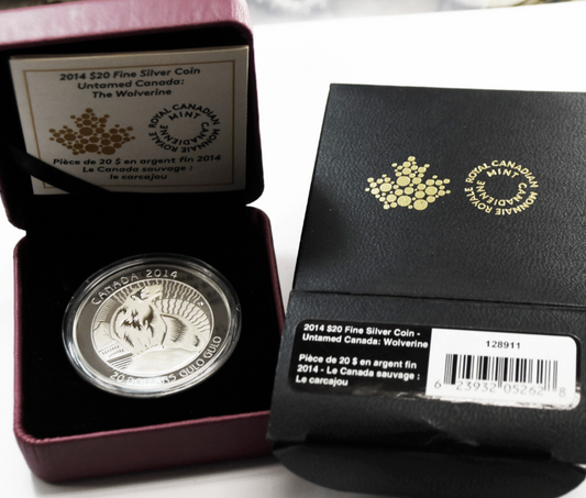 2014 Canada $20 Wolverine .9999 Silver 1oz Proof Silver Coin
