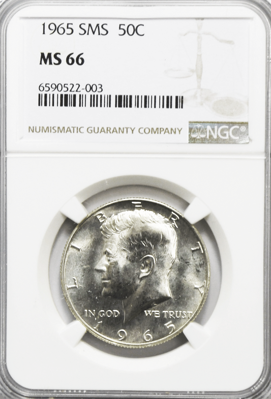 1965 50c SMS Kennedy Silver Half Dollar Fifty Cents MS66 NGC