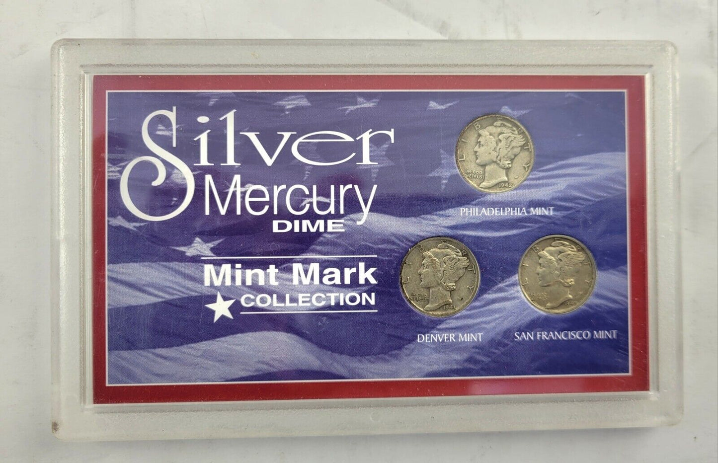 Mint Mark Collection Silver Mercury Dime 3 Coin Set 1942, 1943 D,and 1945 S