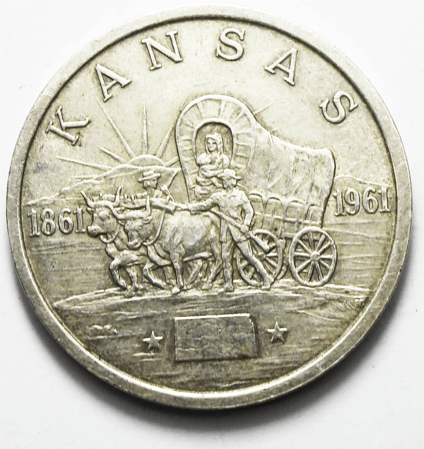 1961 Kansas Commemorative Silver So Called Half Dollar Statehood Centennial 33mm