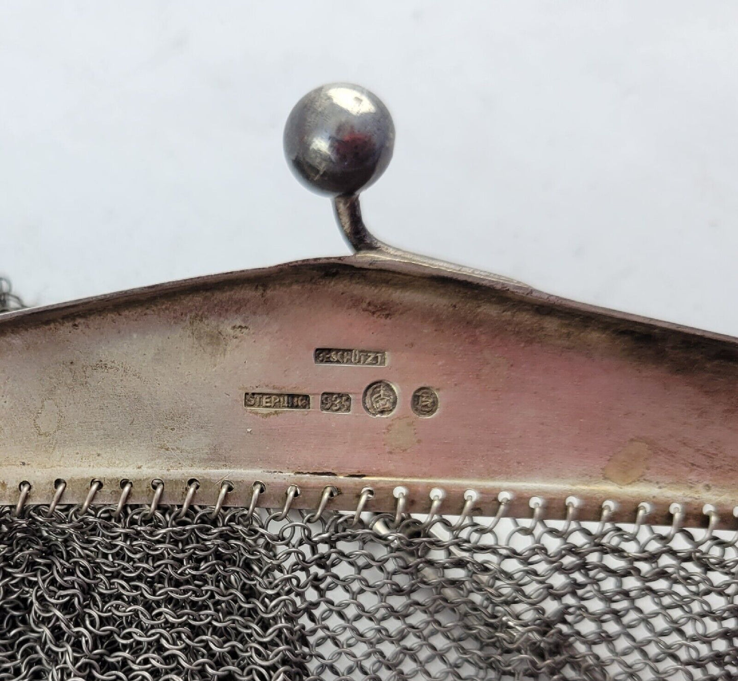 Geschutzt Sterling Silver Mesh Link Purse Germany Vintage Monogrammed 4.5oz