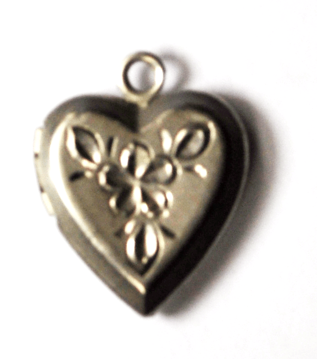 Sterling Silver Heart Charm Hinged Locket Pendant Engraved Flowers 18mm