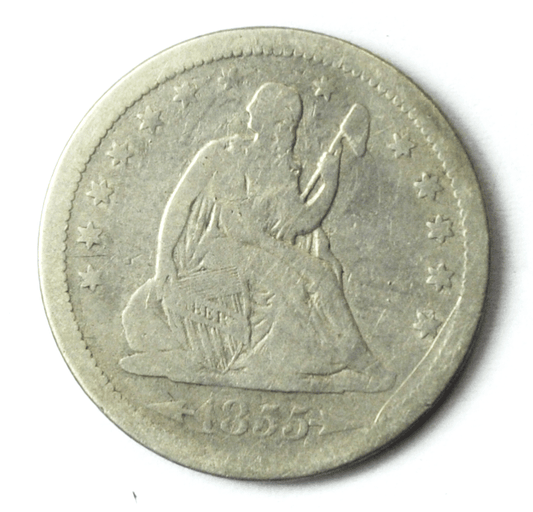 1855 25c Seated Liberty Silver Quarter Dollar Twenty Five Cents Philadelphia