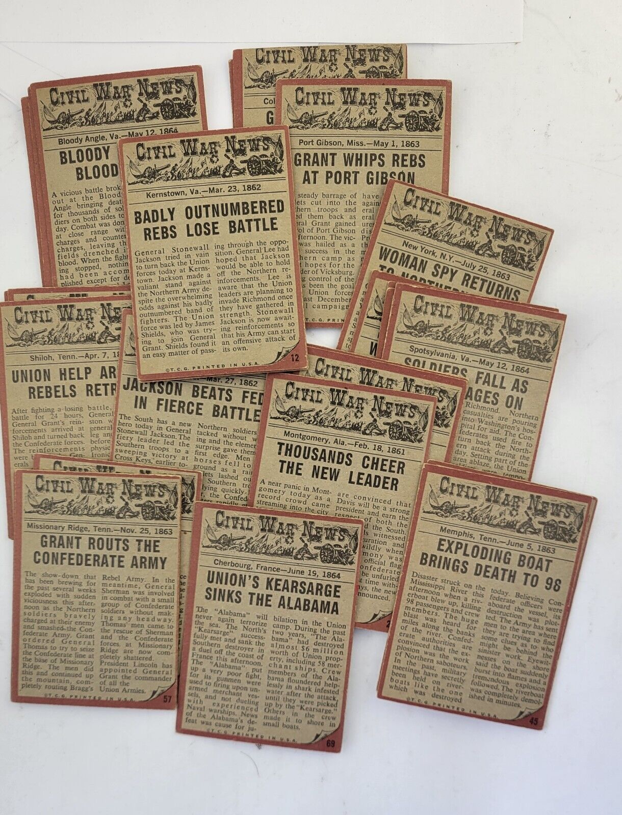 1962 Topps Civil War News Cards Lot Combat 28pc Set