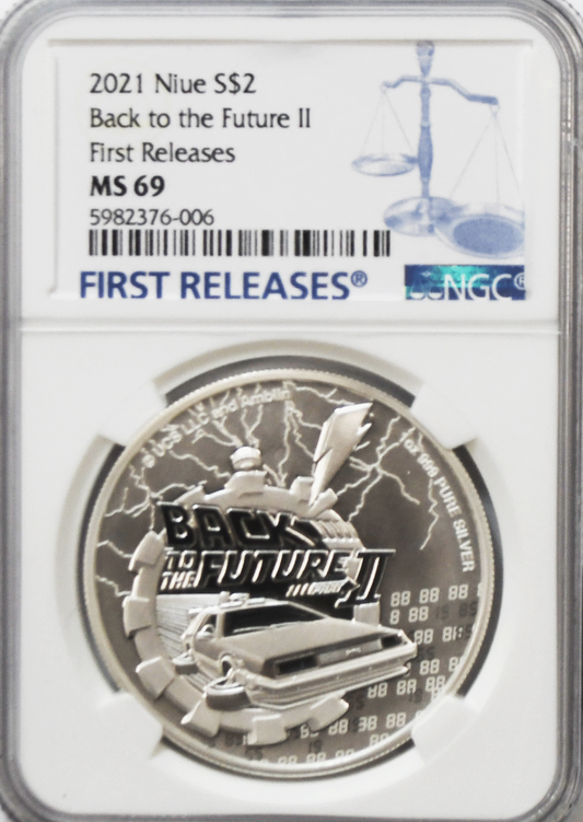 2021 $2 Niue Back to the Future II First Release Silver .999 Ounce NGC Delorean