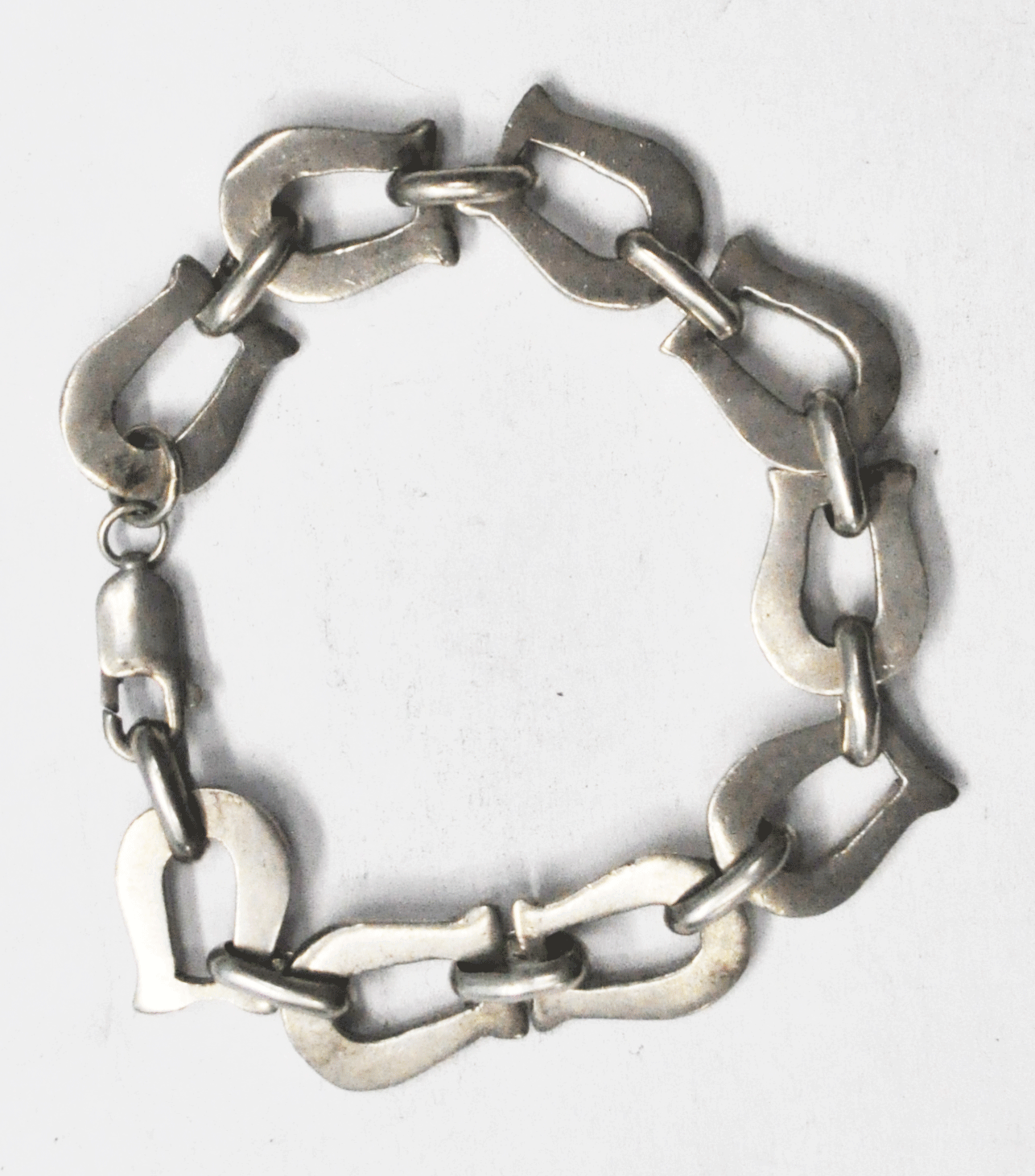 Sterling Silver Dot Horse Shoe Link Bracelet 14mm 7.5"   37g