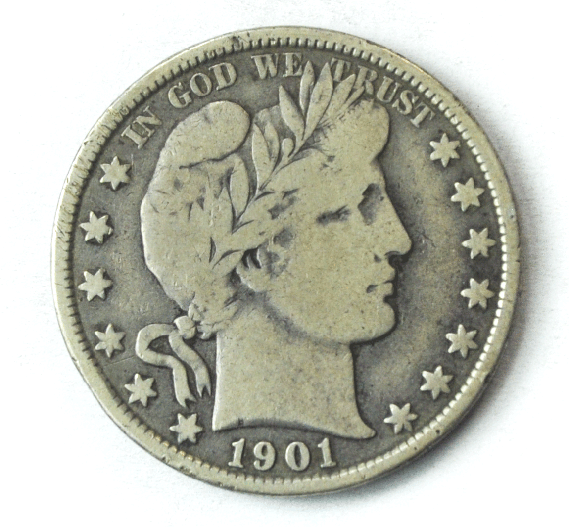 1901 50c Barber Silver Half Dollar Fifty Cents US Philadelphia