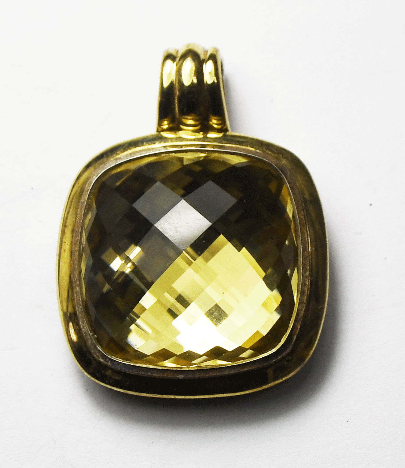 Sterling Silver & 18k David Yurman 34x25mm Square Pendant w Box