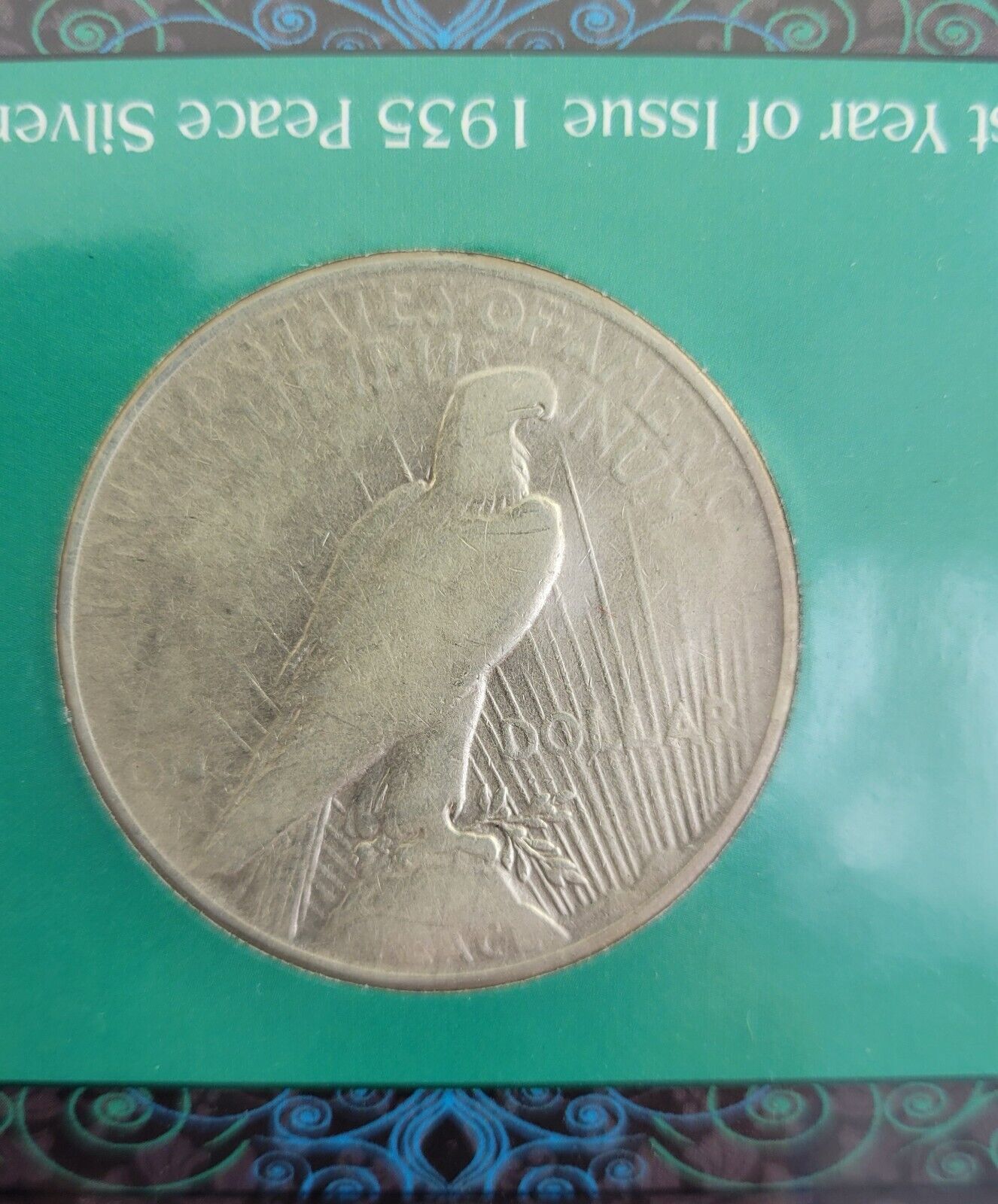Last Year Of Issue 1935 Peace Silver Dollar Packaged w/COA