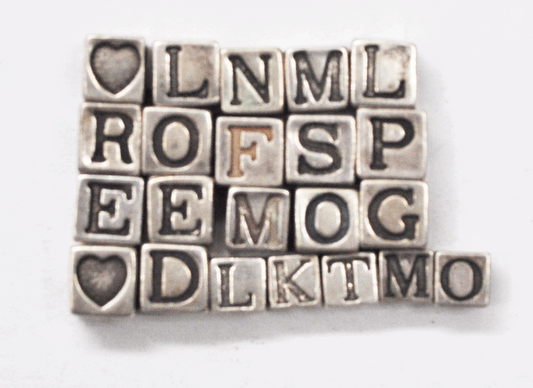 Sterling Silver HBD 22 Letter Bead Charms 5mm & 8mm