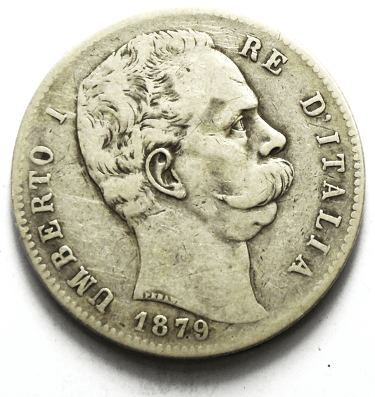 1879 Italy 5 Lire Silver Coin KM# 20