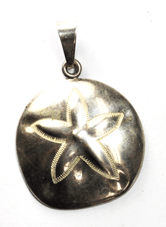 Sterling Silver Mexico ATI Sand Dollar Starfish 58mm x 40mm Pendant 7mm Bale