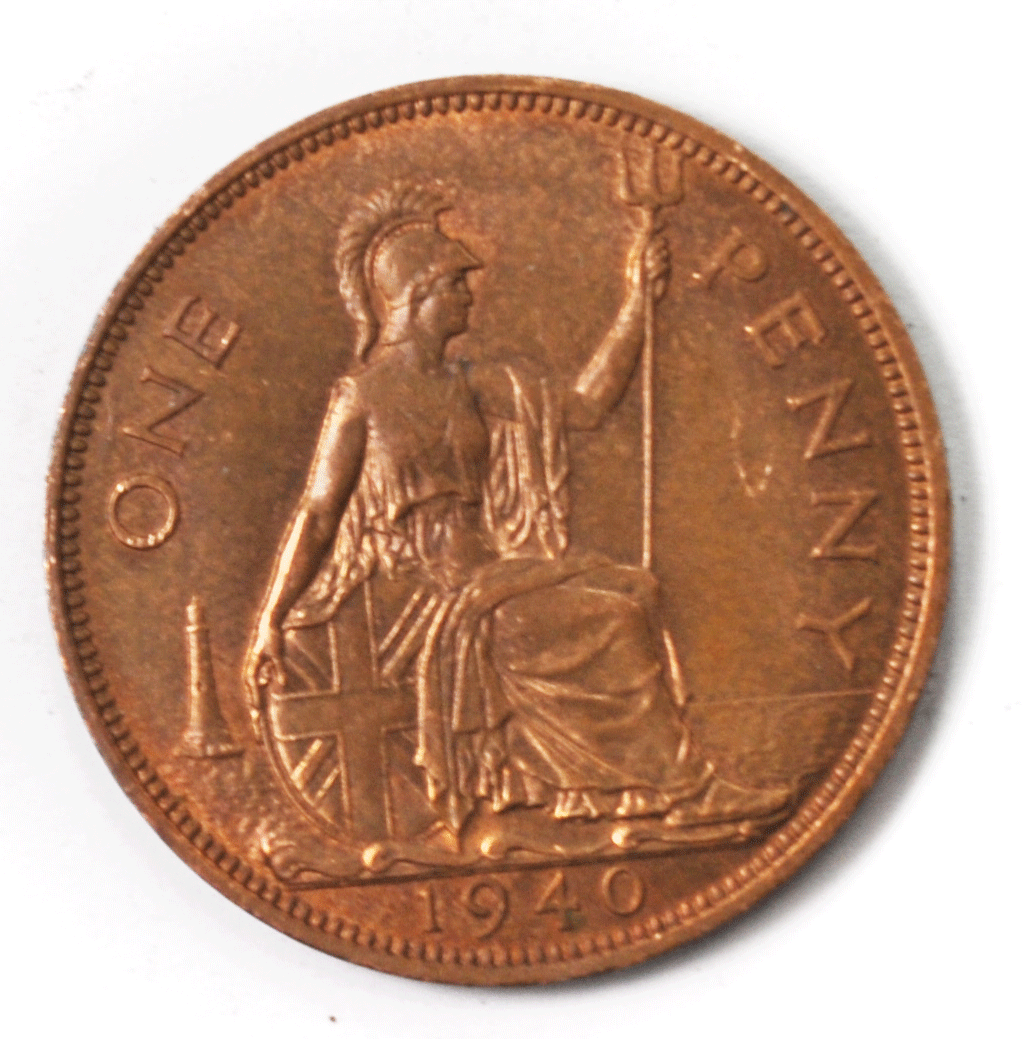 1940 Great Britain Bronze Penny KM# 845
