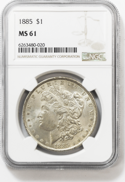 1885 $1 Morgan Silver Dollar MS61 NGC Uncirculated Philadelphia