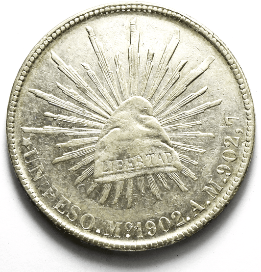 1902 Mo AM Mexico Second Republic Un Peso Silver Coin KM# 409.2
