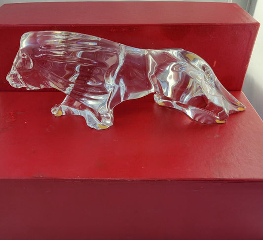 Baccarat Crystal 11" Standing Lion Figurine Sculpture w/Box Heavy France