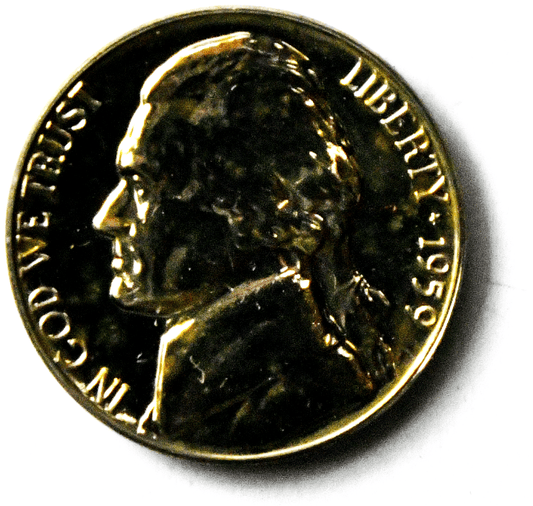 1959 5c Jefferson Proof Nickel Five Cents Gem Uncirculated