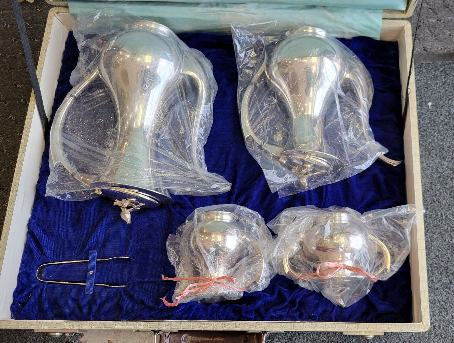 Mid-Century Sterling Silver 5pc. Traveling Tea & Coffee Service Set w/Suitecase