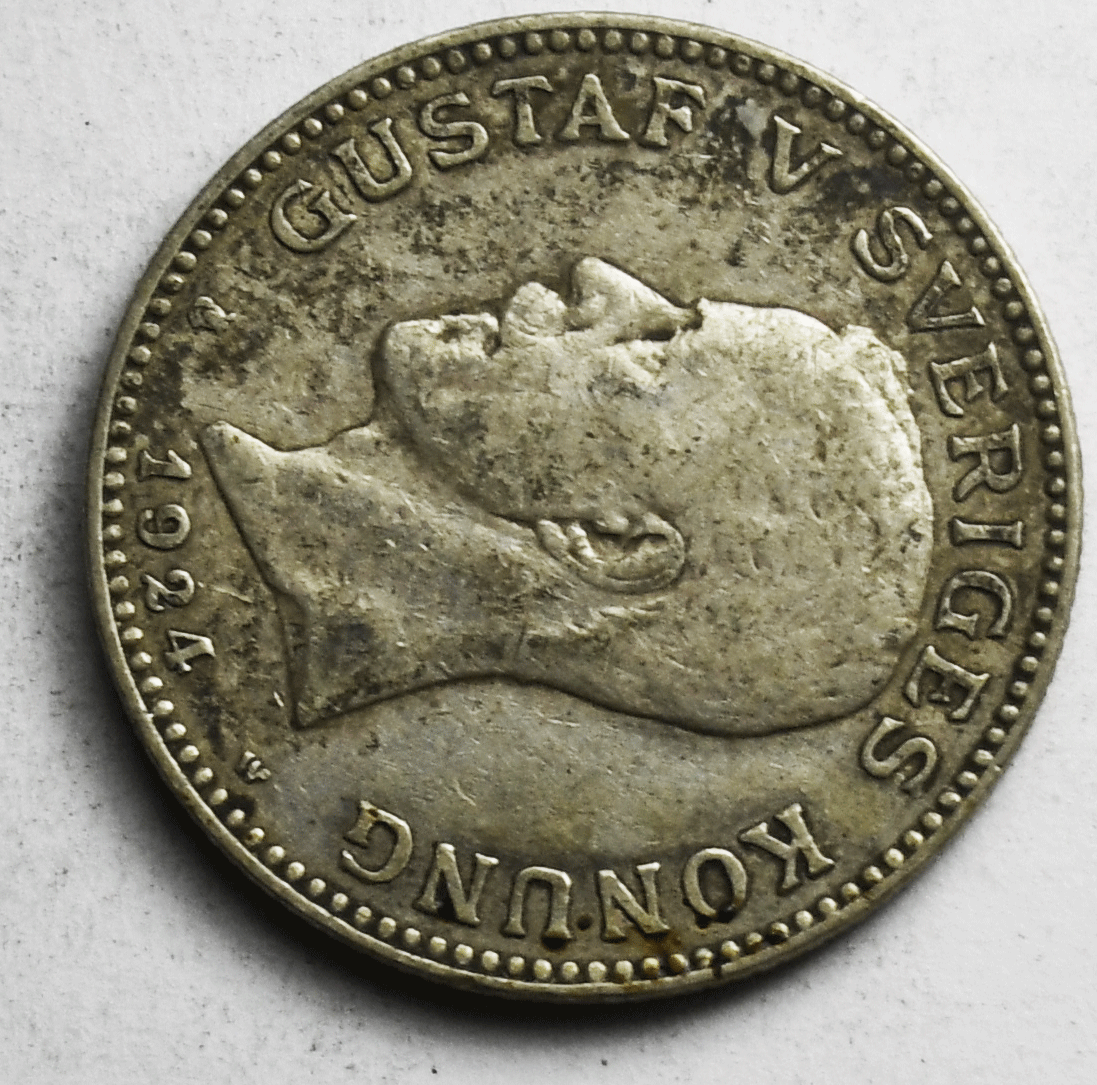 1924 W Sweden Krona KM# 786.2 Silver Coin