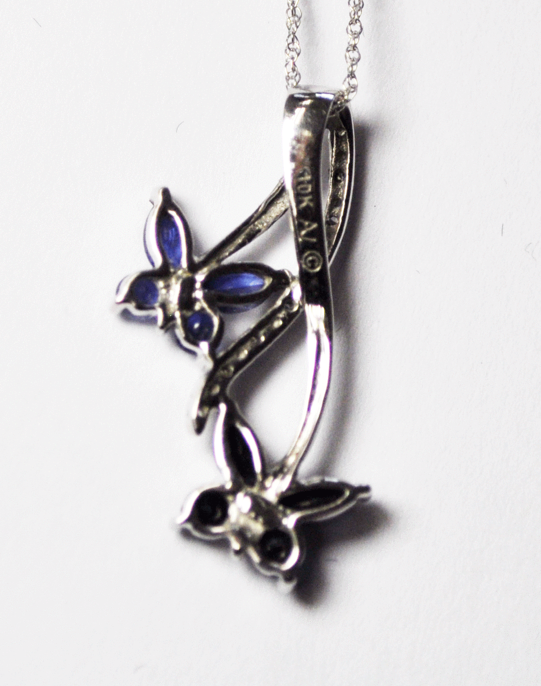 10kwg Alwand Vahan 18" Necklace Blue Sapphire Butterfly Diamond Pendant 27mm