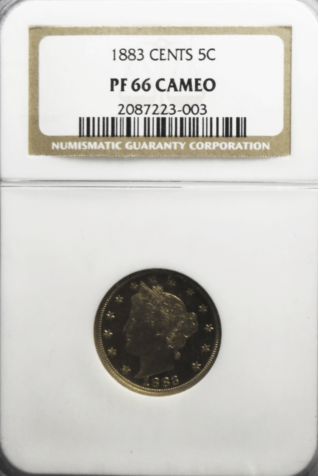 1883 Cents 5c V Liberty Nickel Proof Five Cents PCGS PR66 Cameo Uncirculated WC
