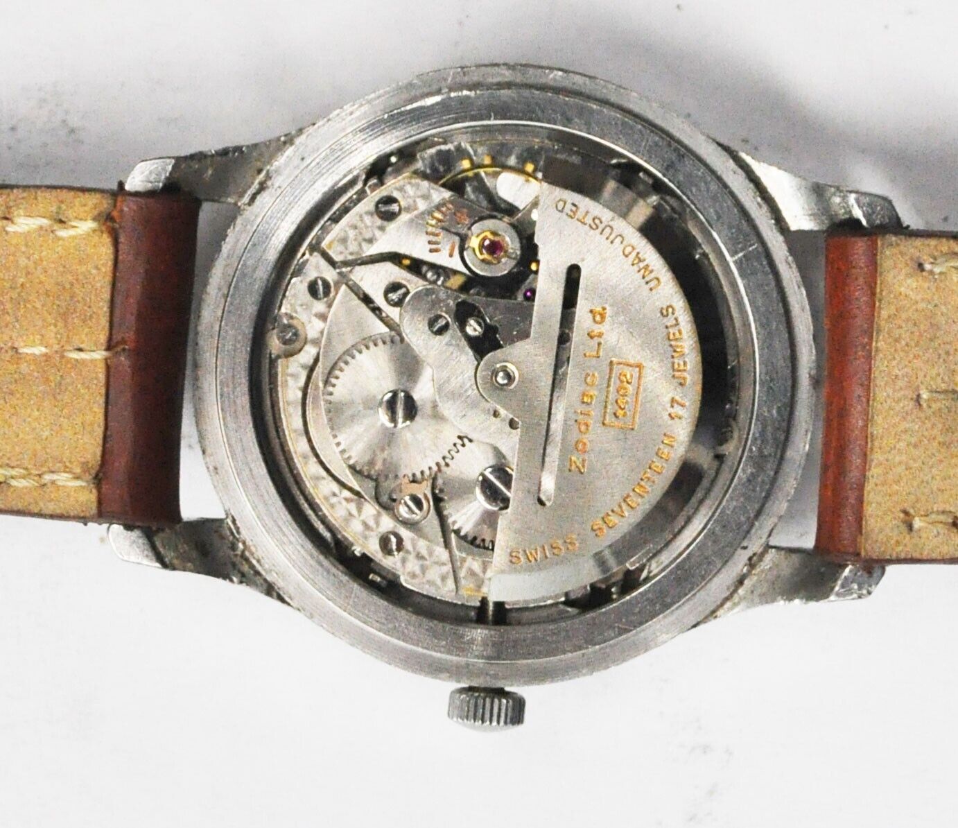 Vintage Zodiac Moonphase Automatic Triple Calendar Wristwatch 1402 34mm S/S
