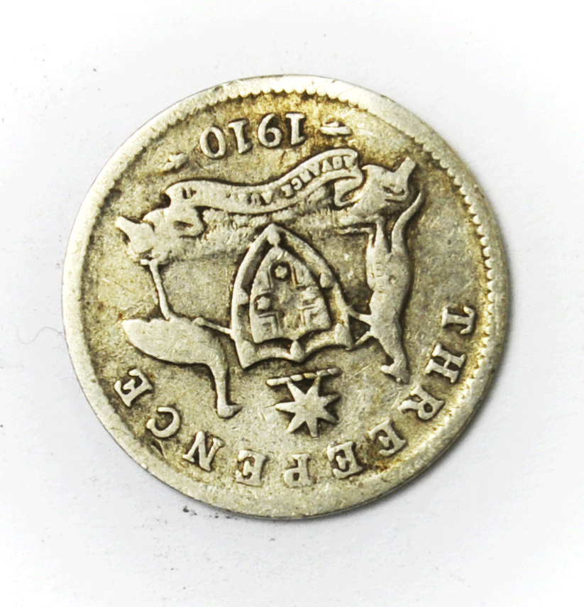 1910 Australia 3p Three Pence Silver Coin KM#18
