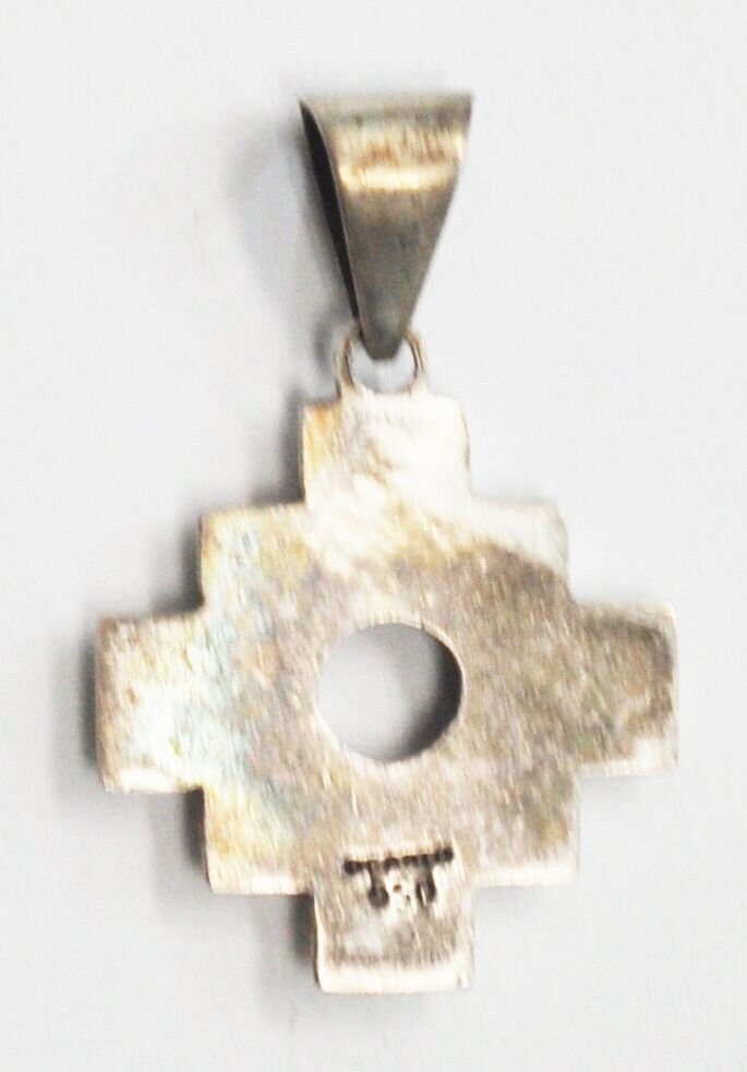 Sterling Silver Carlo Stepped Edge Square Hole Center Pendant 34mm x 22mm