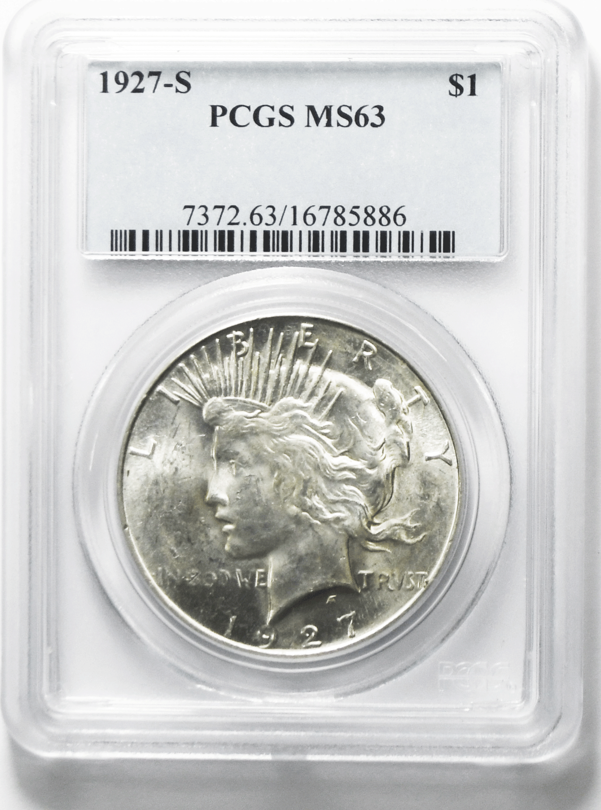 1927 S $1 Peace Silver One Dollar US PCGS MS63 San Francisco