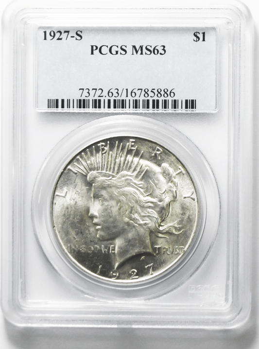 1927 S $1 Peace Silver One Dollar US PCGS MS63 San Francisco