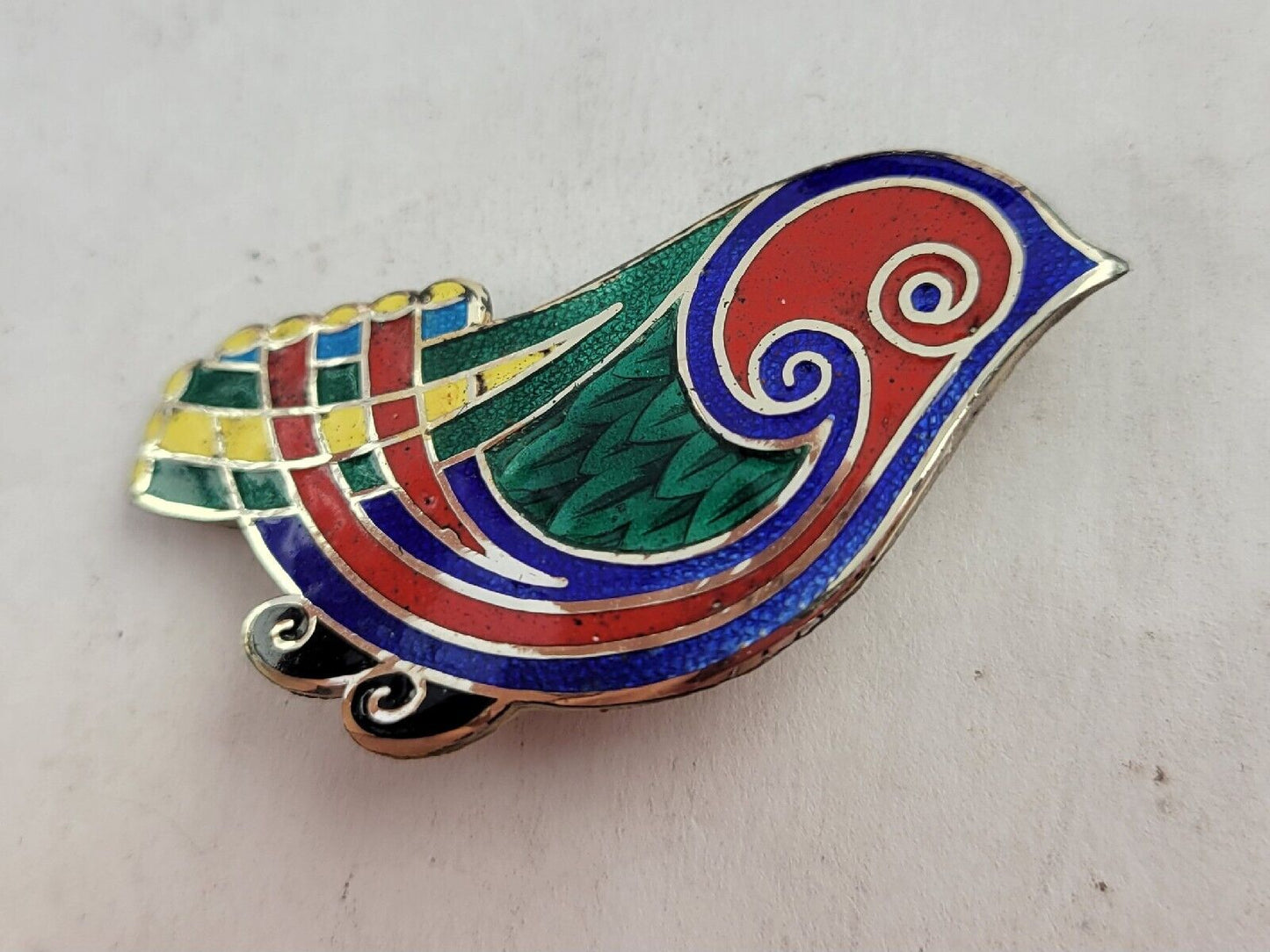 Tara Ware Dublin Ireland Celtic Sterling Guilloche Enamel Bird Brooch Boxed
